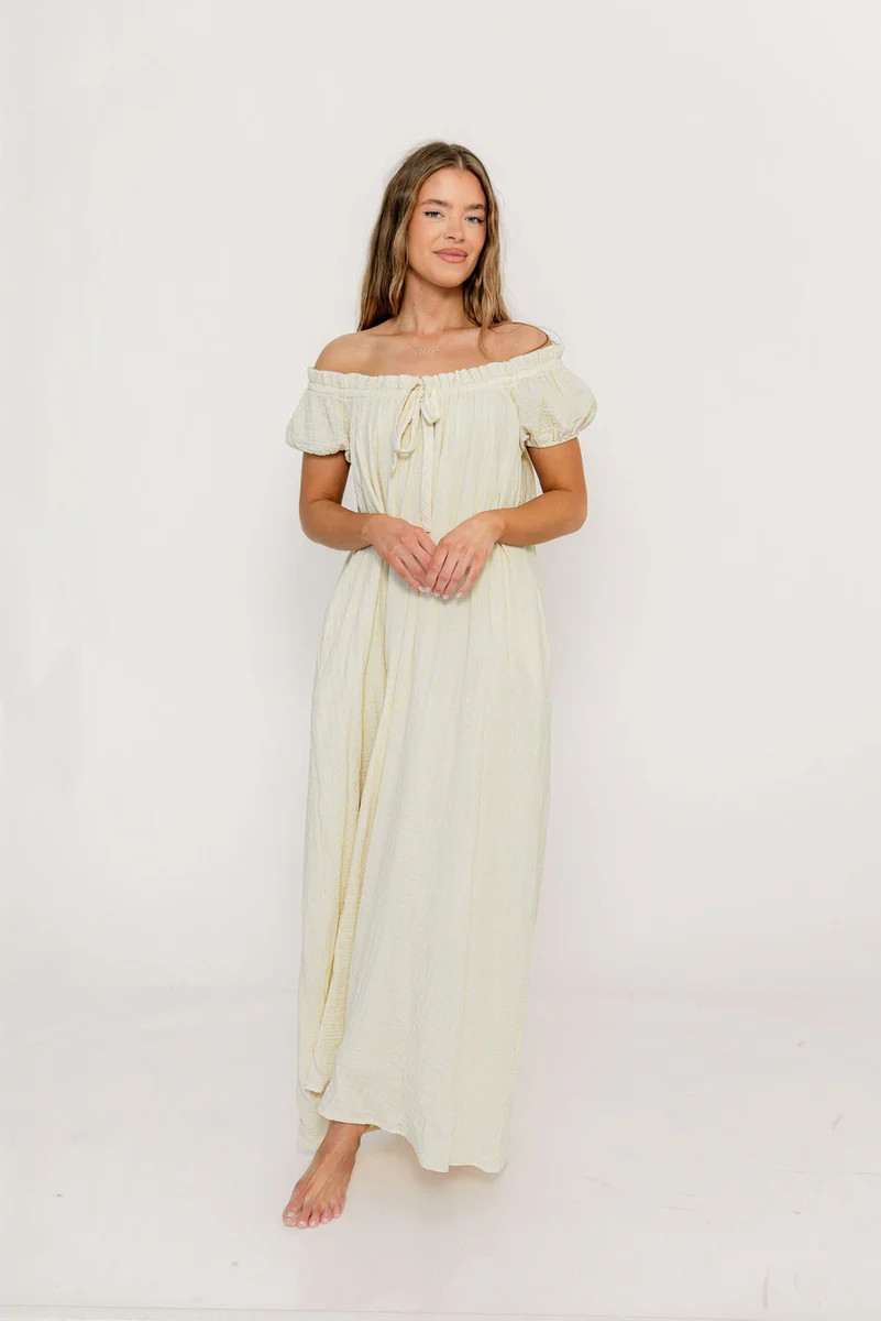 Ensley 100% Cotton Maxi Dress in Custard Plaid - Bump Friendly | Worth Collective