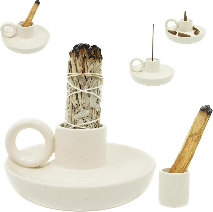 Palo Santo & Sage Holder - Large Wood Incense Stand with Airflow Holes & Handle - Ash Catcher for... | Amazon (US)