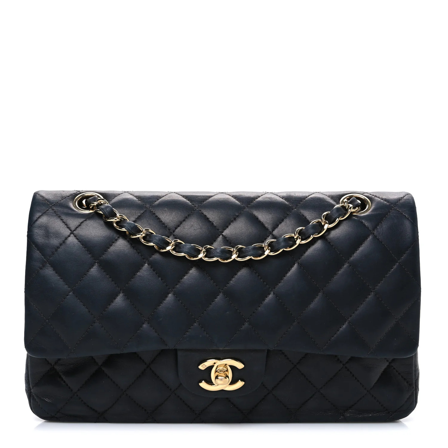 Chanel Lambskin Quilted Medium Double Flap Black 1830695 | FASHIONPHILE (US)