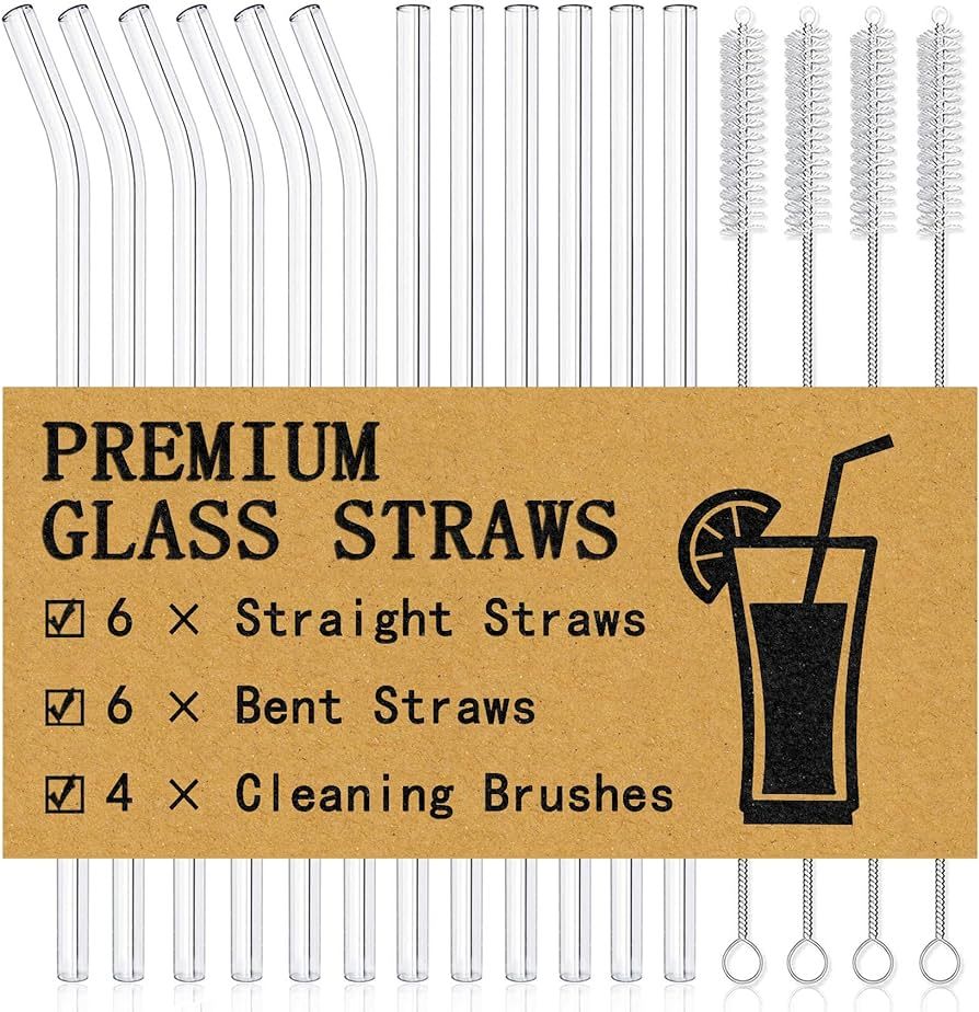 Piteno® 16-Pack Reusable Glass Straws, Clear Glass Drinking Straws, Perfect for Smoothies, Milks... | Amazon (US)