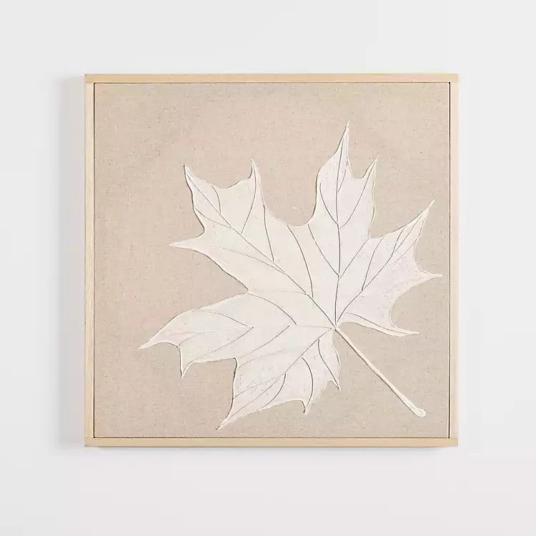 White Textured Leaf Framed Canvas Art Print | Kirkland's Home