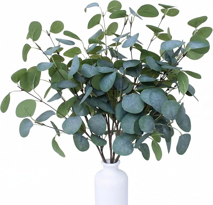4pcs 24" Artificial Eucalyptus Stems, Realistic Bendable Faux Greenery Branches for Vase, Wedding... | Amazon (US)