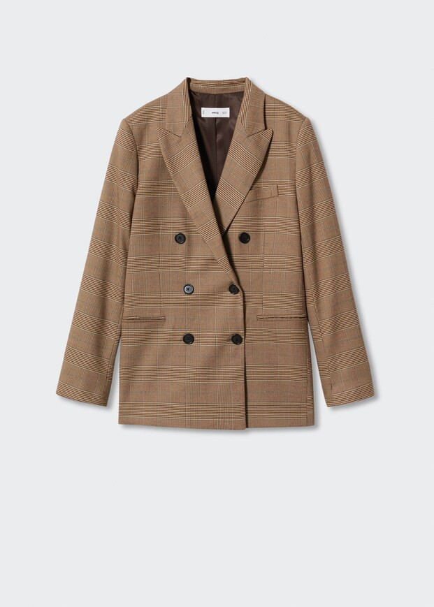 Veste double boutonnage carreaux -  Femme | Mango France | MANGO (FR)