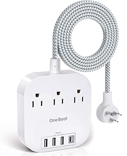 One Beat Power Strip with USB C, 3 Outlets 4 USB Ports (22.5W/4.5A) Desktop Charging Station, Flat Plug, 5ft Braided Extension Cord, Non Surge Protector for Travel, Cruise Ship, ETL Listed | Amazon (US)
