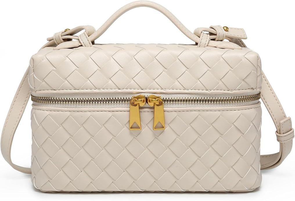 Rejolly Top-Handle Pouch Handbag for Women Woven Leather Vanity Case Designer Crossbody Bag Quiet... | Amazon (US)