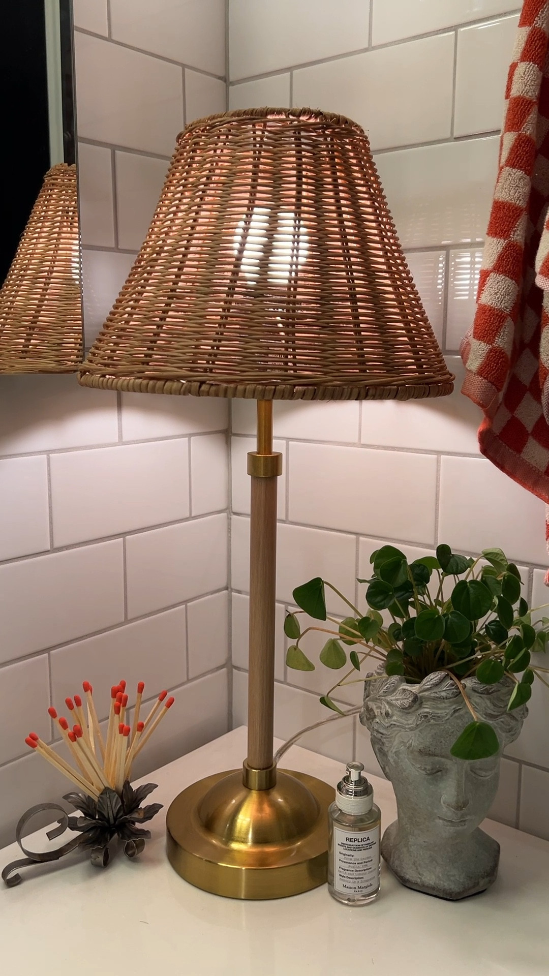 Rattan lamp. Bathroom decor. Colorful home decor. Planter.

#LTKFindsUnder100 #LTKHome #LTKVideo