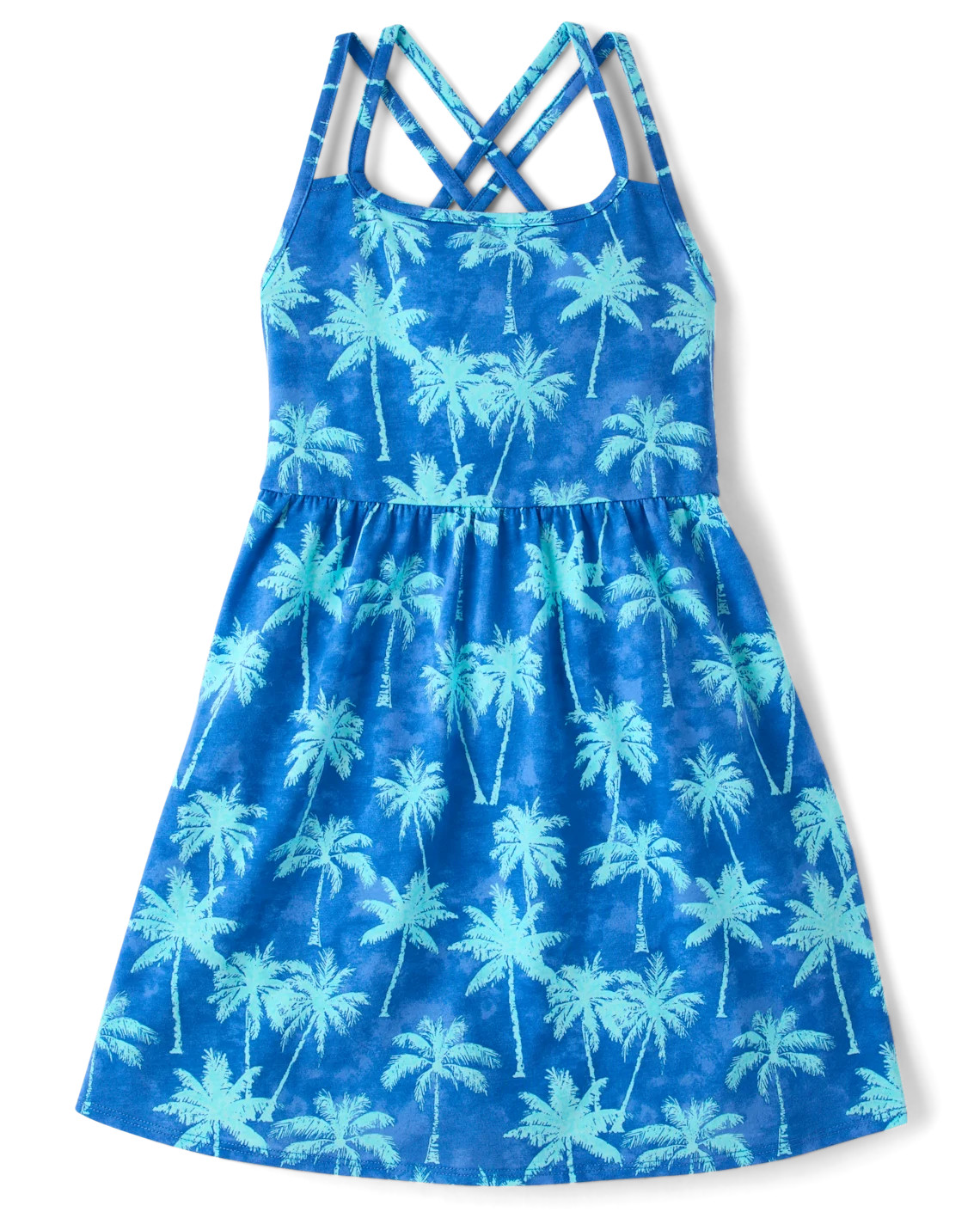 Girls Print Cross Back Dress - blue | The Children's Place