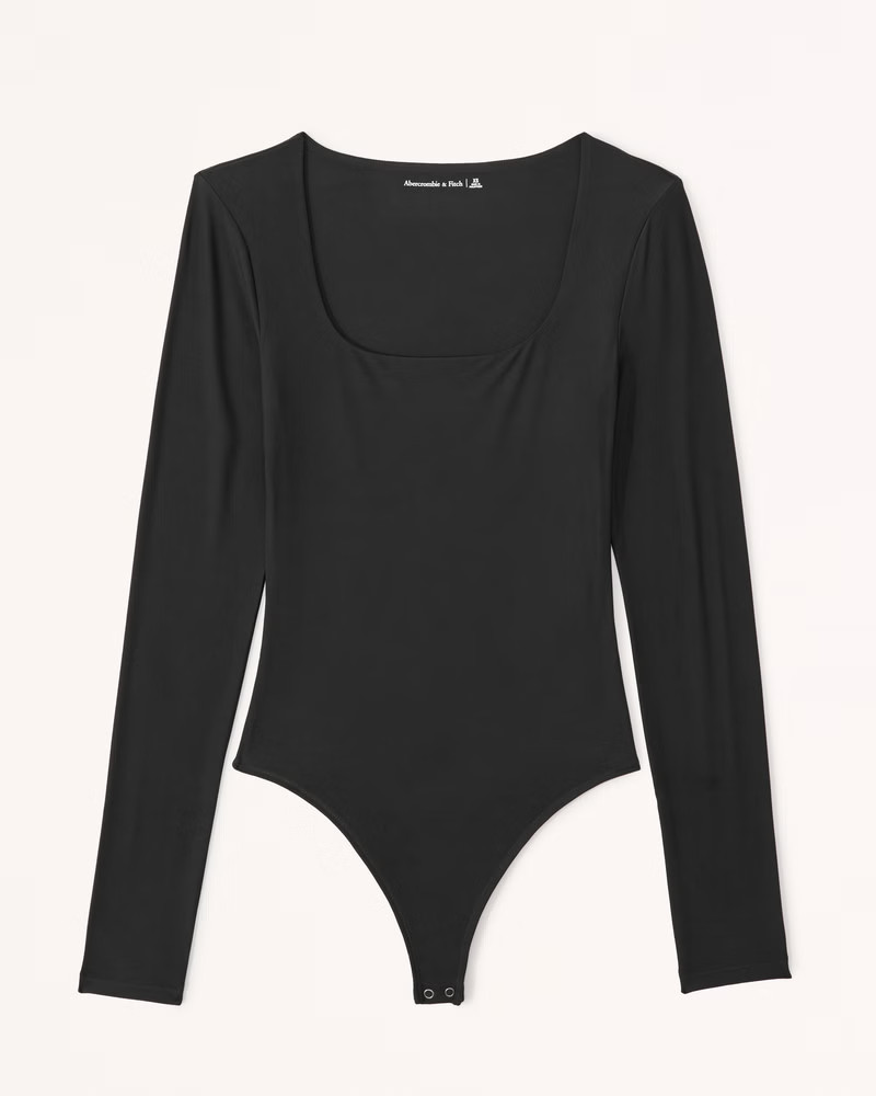 Soft Matte Seamless Long-Sleeve Squareneck Bodysuit | Abercrombie & Fitch (US)