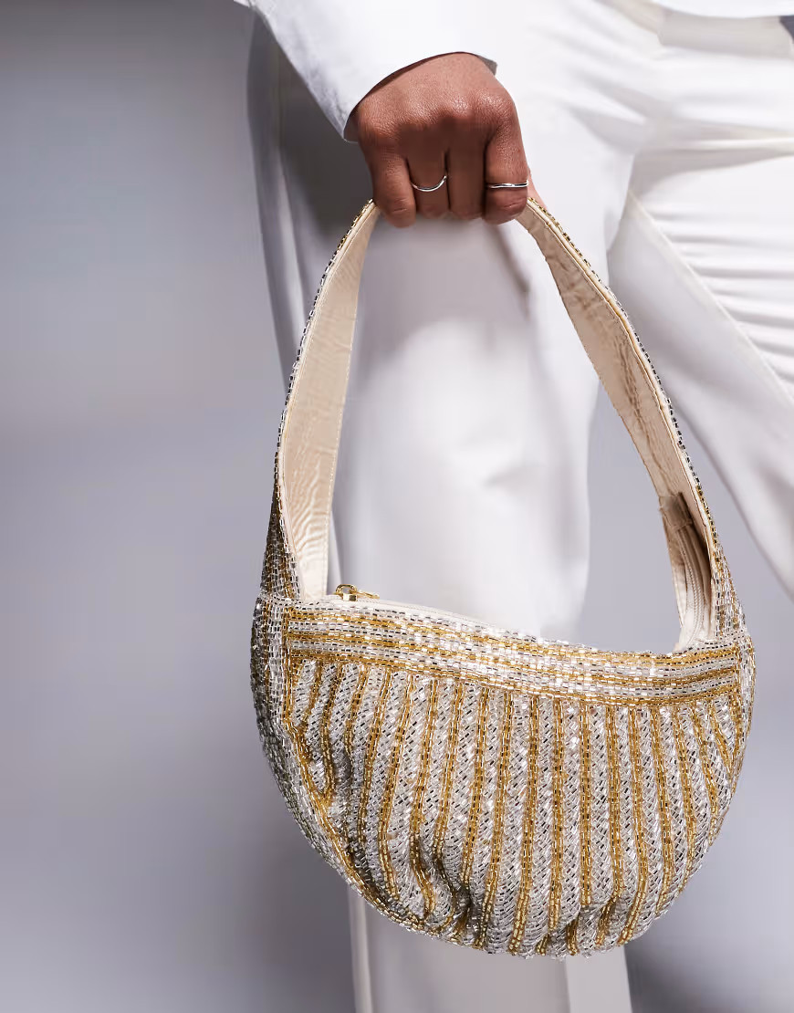 True Decadence beaded detail shoulder bag in silver/gold-Multi | ASOS (Global)