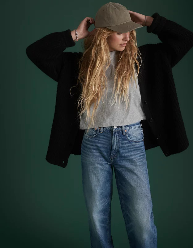 AE77 Premium Mohair Boyfriend Cardigan | American Eagle Outfitters (US & CA)