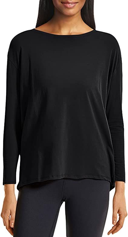 CRZ YOGA Long Sleeve Workout Shirts for Women Loose Fit-Pima Cotton Yoga Shirts Casual Fall Tops ... | Amazon (US)