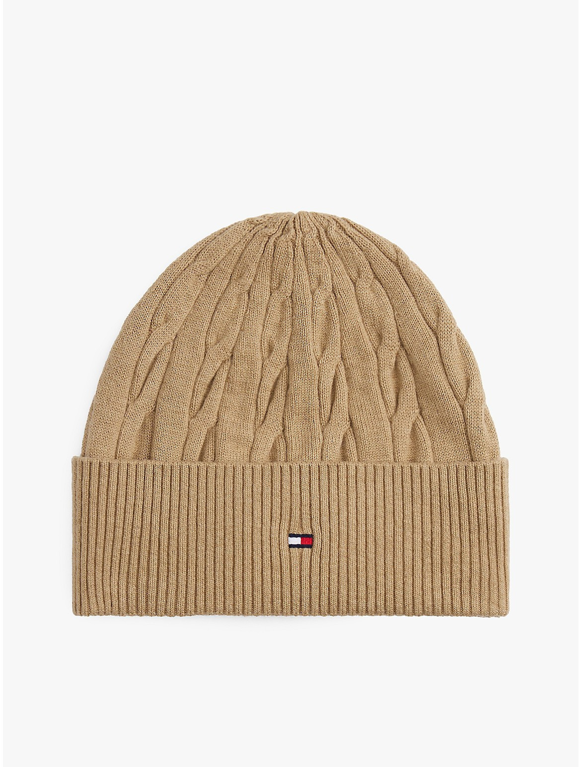 Tommy Hilfiger Men's Cable Knit Wool-Cotton Blend Beanie - Beige | Tommy Hilfiger (US)