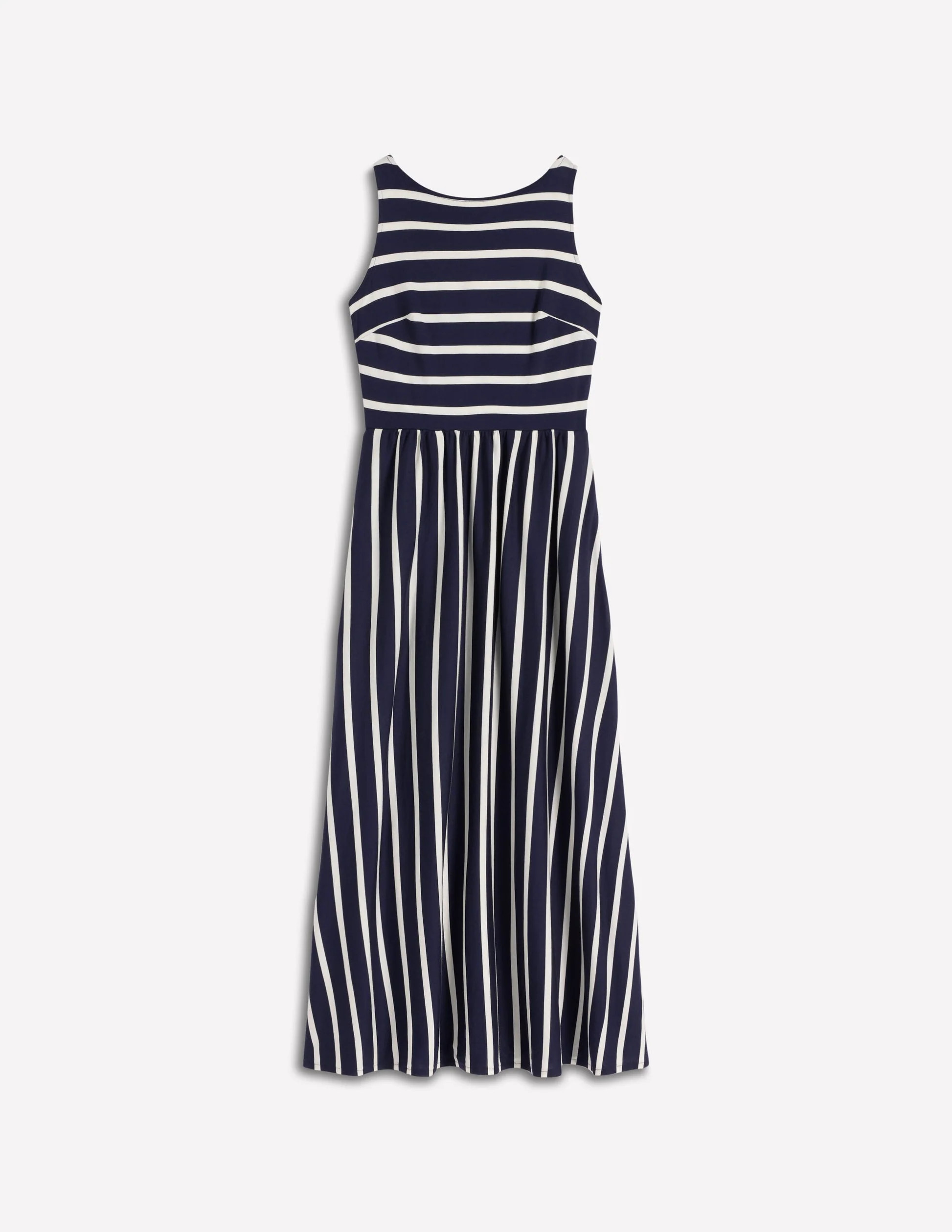 Saoirse Smocked Jersey Dress-Navy, Ivory Stripe | Boden (US)