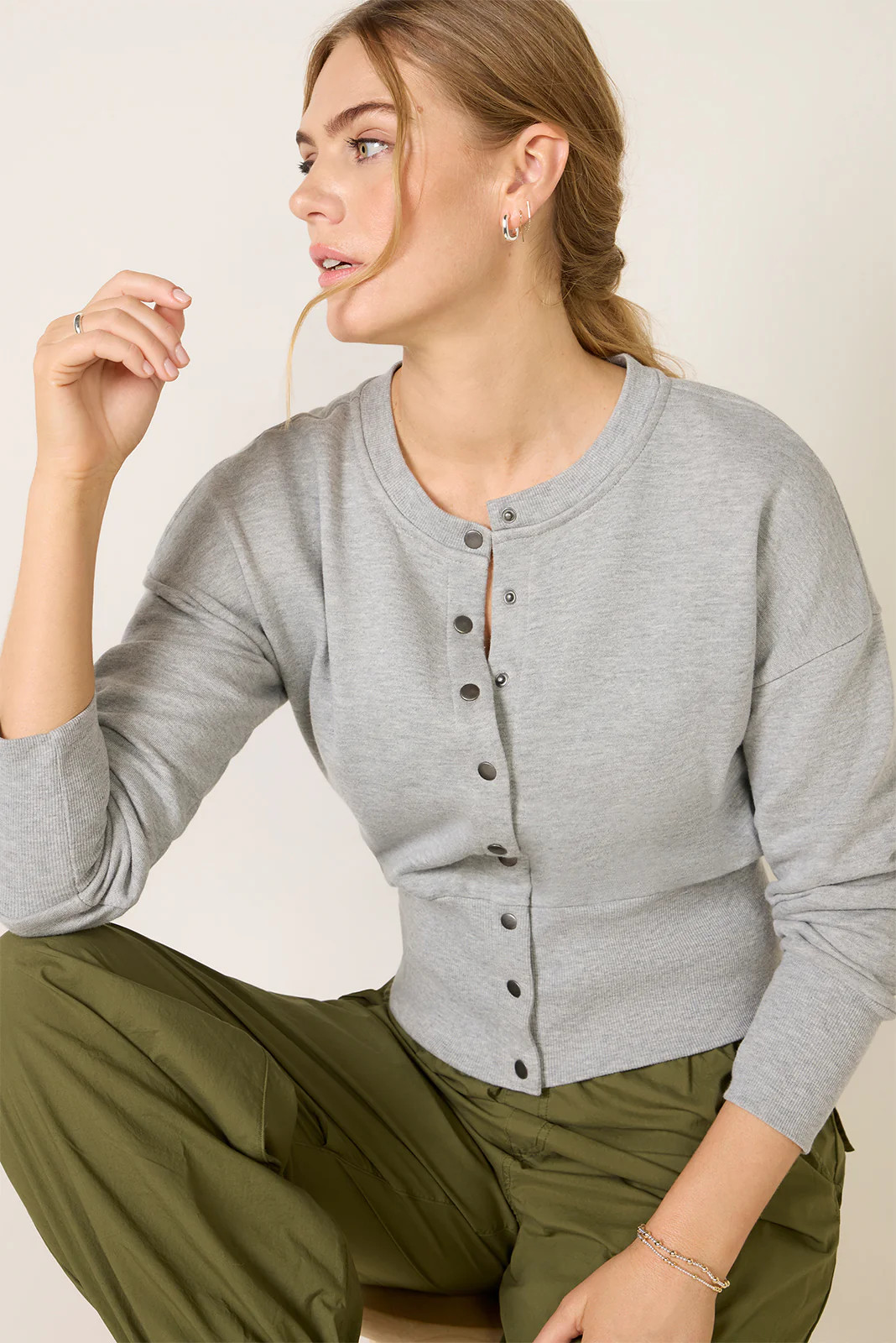 Lydia Snap Front Sweatshirt | Evereve