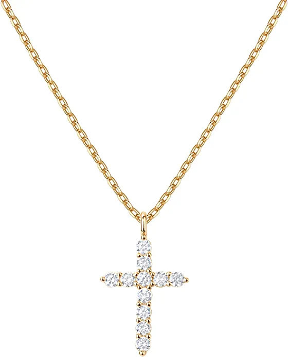 PAVOI 14K Gold Plated Cross Necklace for Women | Cross Pendant | Gold Necklaces for Women | Amazon (US)