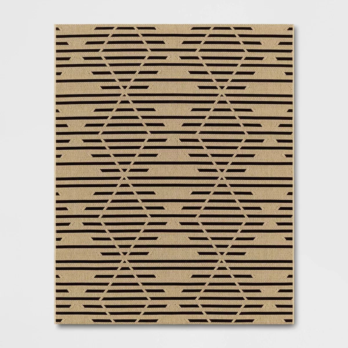 Grace Broken Geometrical Indoor/Outdoor Rug Black/Tan - Threshold™ | Target