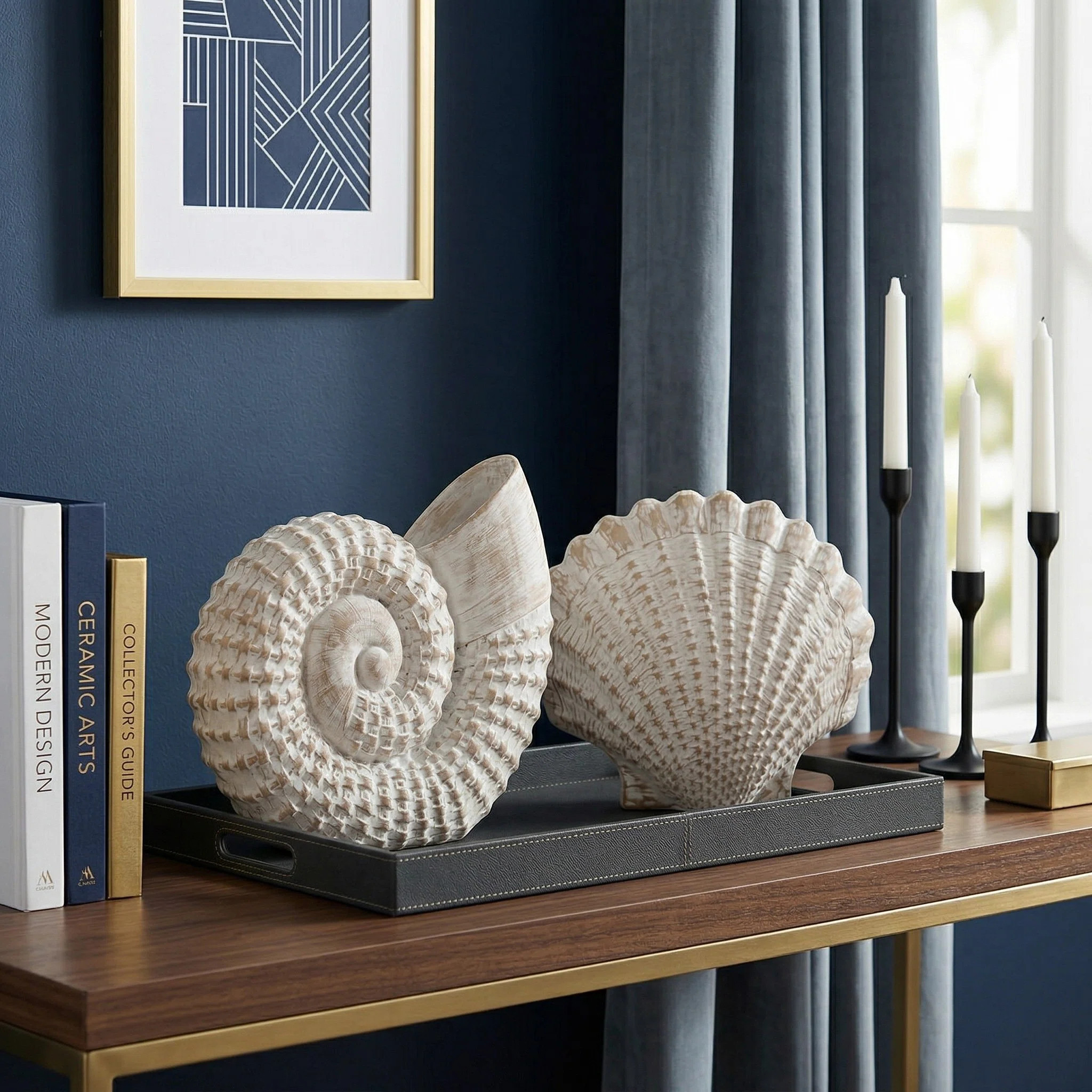 Highland Dunes Coastal Woven 2-piece Set Shell For Home Decor - Decorative Figurine Sculpture Obj... | Wayfair North America