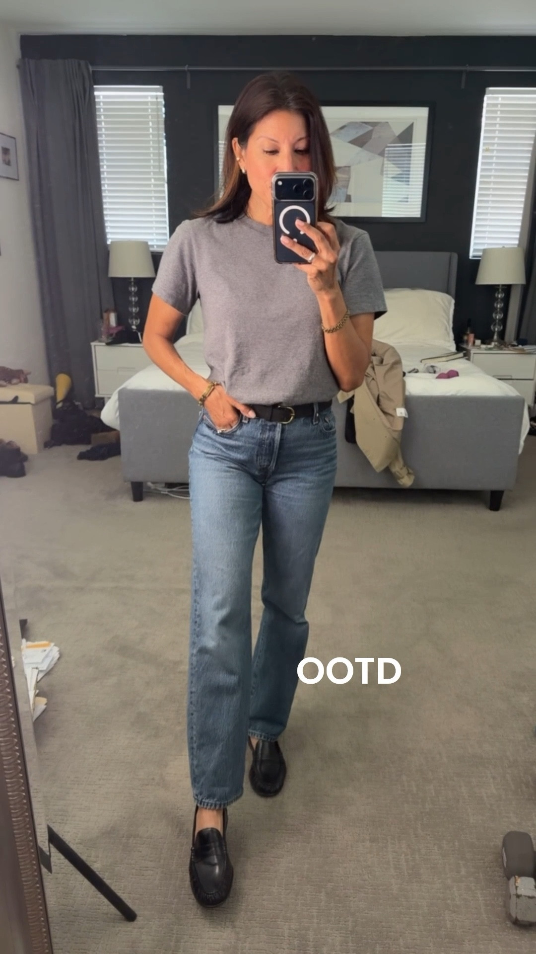 My ootd. For the Tuesday 

Momstyle casual 
@levi wearing 25 
Tee xs 
Shoes tts 

#LTKOver40 #LTKdayinmylife #LTKootd