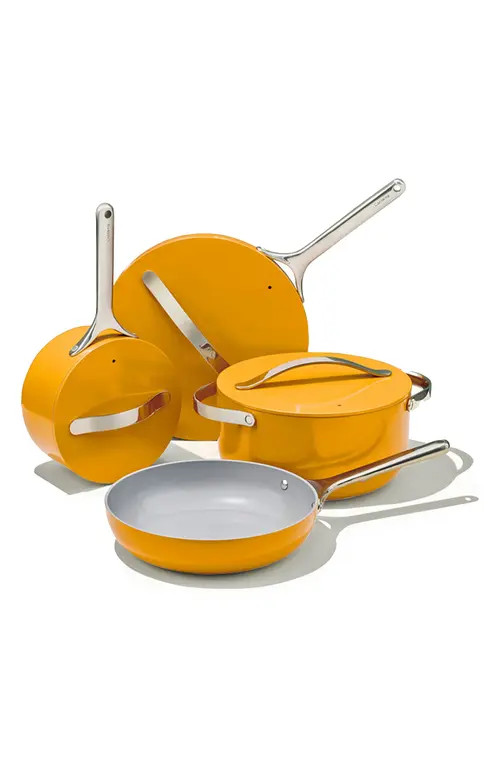 CARAWAY Non-Toxic Ceramic Non-Stick 7-Piece Cookware Set with Lid Storage in Marigold at Nordstrom | Nordstrom