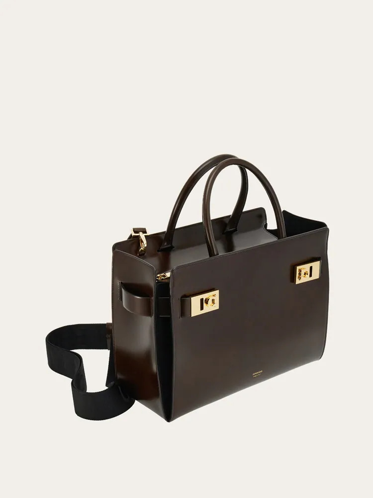 Tote bag with Gancini buckles (L) | Ferragamo