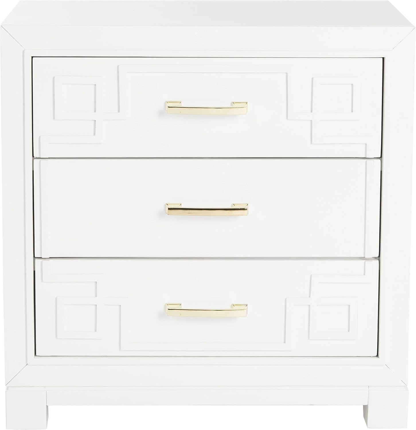 Safavieh Home Collection Raina White 3-Drawer Greek Key Nightstand | Amazon (US)