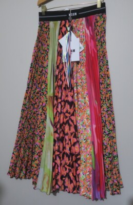 MSGM Pleated Skirt With Varied Print In Multi Size 40 | eBay US