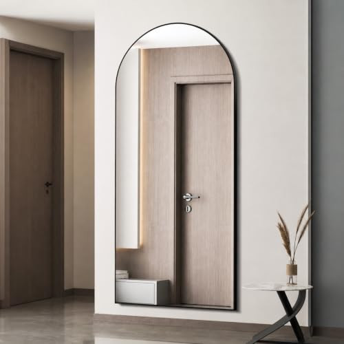Simple Deluxe Arched Full Length Mirror, 64"×21" Large Floor Mirrors, for Wall Door Bedroom Bathroom Living Room (Black) | Amazon (US)