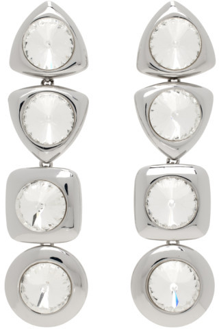 Silver Crystal Drop Earrings | SSENSE