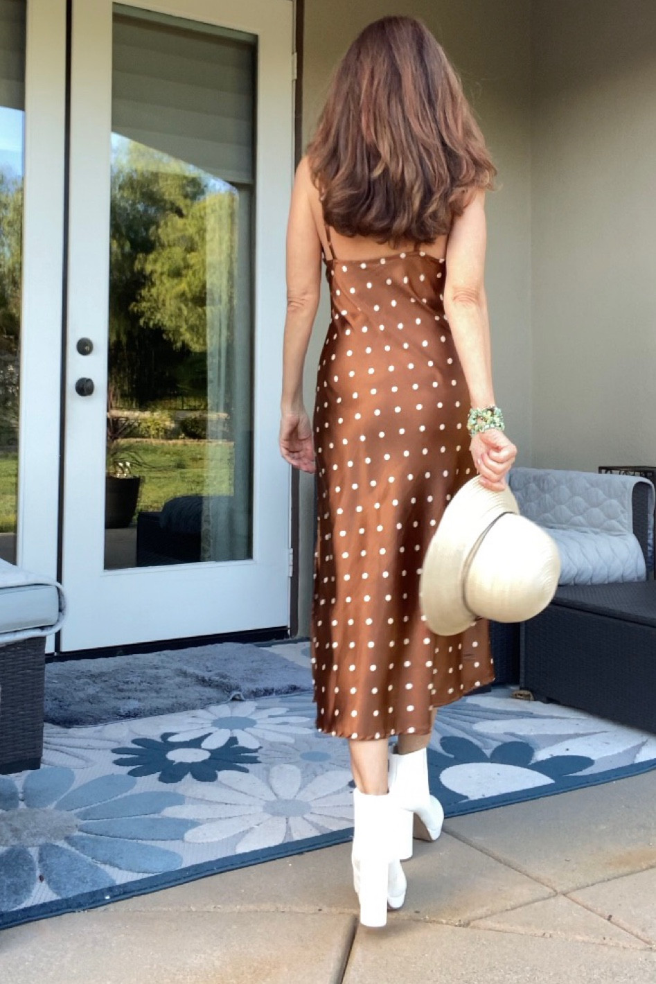 Women’s long polka dot style dress for Summer or Spring. Polka dot pretty women style long dress with boots and a hat. 

#LTKover40 #LTKstyletip

#LTKSeasonal