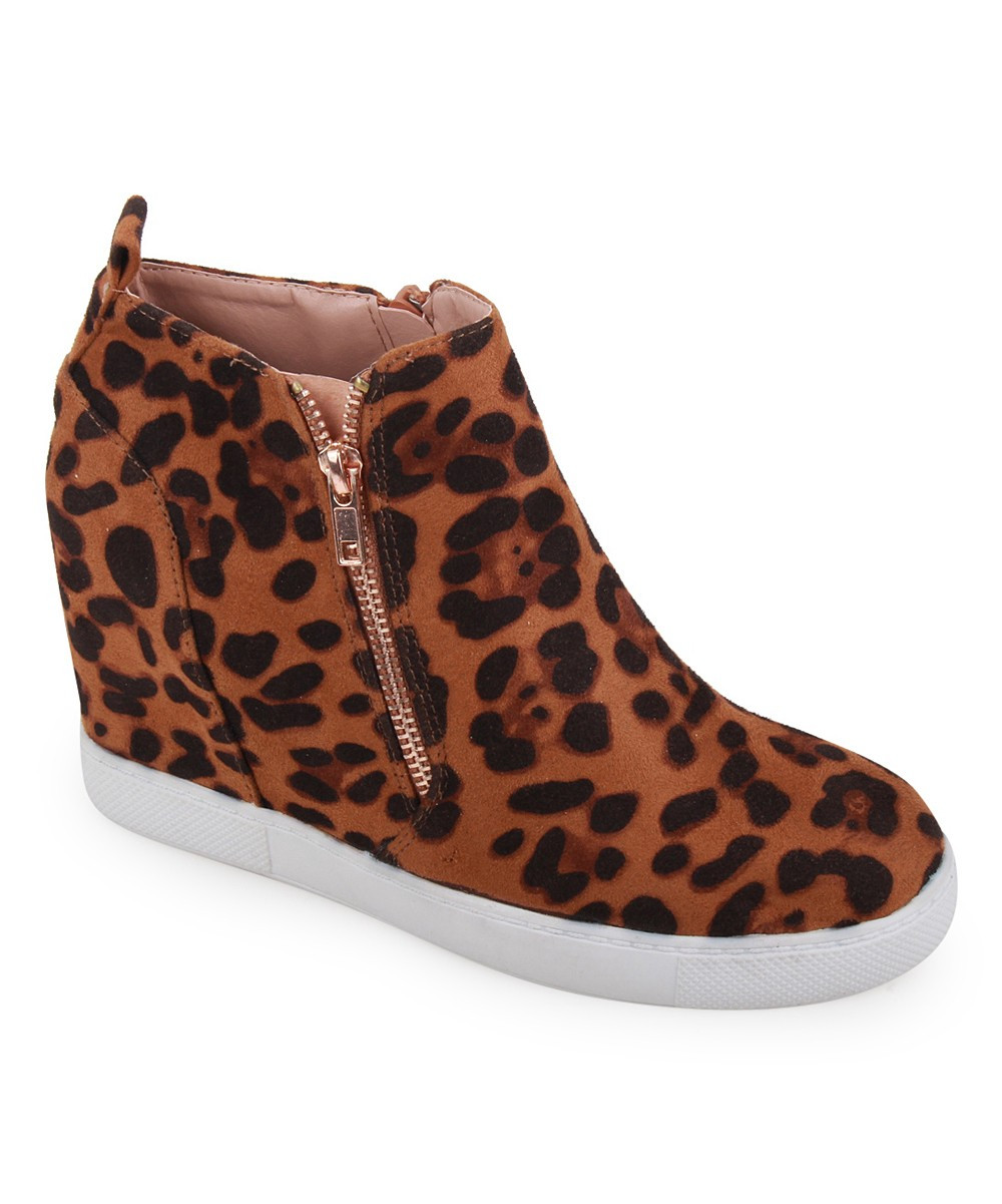 American Mettle Women's Sneakers OATMEAL - Oatmeal Leopard Janna Wedge Hi-Top Sneaker - Women | Zulily
