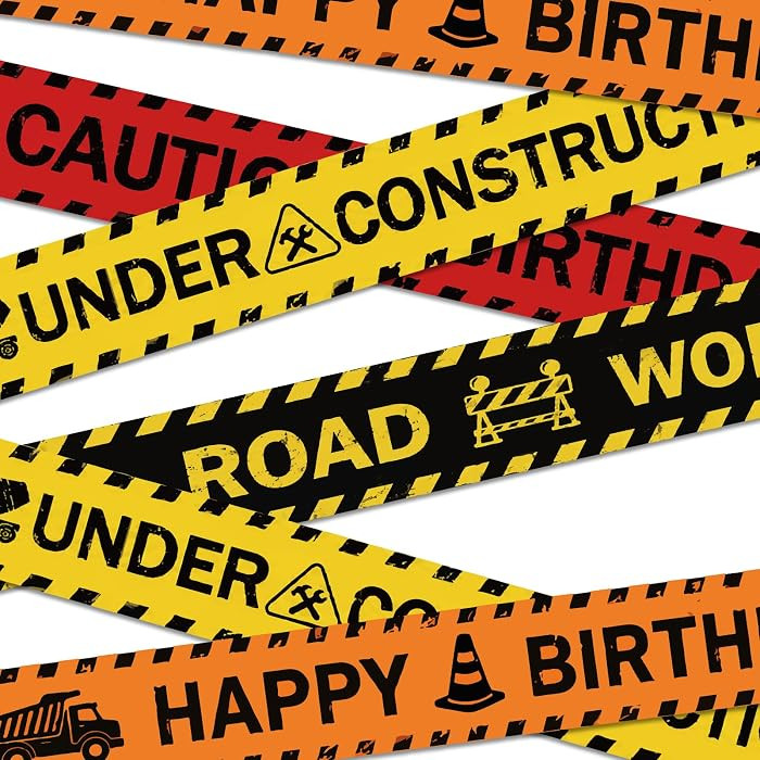 4 Rolls Under Construction Caution Tape Road Work Halloween Party Decor | Amazon (US)