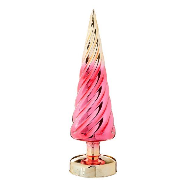 Packed Party Gold and Pink Glass Tabletop Christmas Tree, 11.8-inch | Walmart (US)