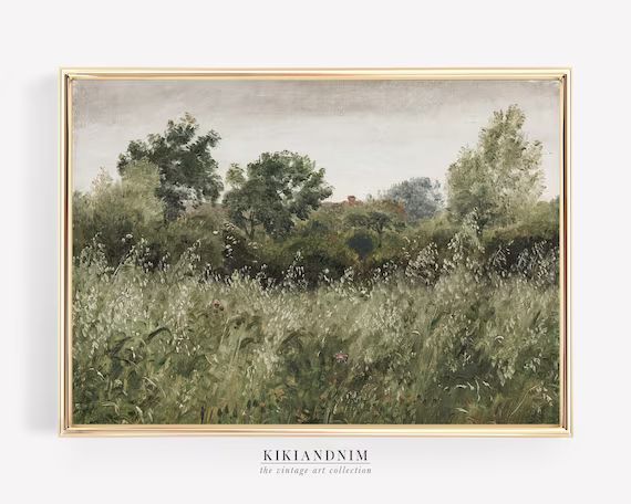 Spring Landscape Painting  Meadow Art Print  Vintage Art | Etsy | Etsy (US)