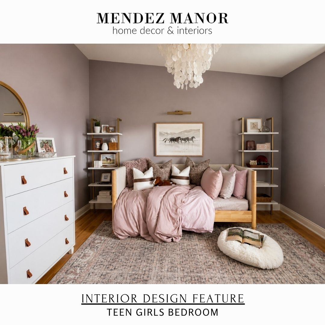 Lavender teen girls bedroom makeover with daybed and printed pattern curtains. 

👉🏻 If you’re done saving inspiration photos and ready for an actual plan for your home, this is for you. ✨

My flat-rate full room design package gives you a complete, cohesive design — layout, furniture, lighting and styling — all mapped out before you start ordering.

✔️ No hourly billing.
✔️ No guesswork.
✔️ Just a professional plan you can confidently implement.

I design, you bring it to life, and together we create a space that finally feels finished. 🤗

Visit mendezmanor.com to learn more and purchase your design package. 

#equestrian #artprint #bedding #mauve #purple #lavender

#LTKKids #LTKHome
