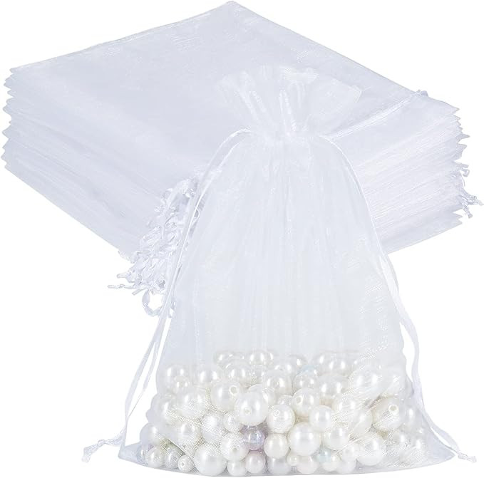 HRX Package 100pcs Sheer Organza Bags White, 6 x 9 inches Christmas Wedding Shower Party Favors G... | Amazon (US)