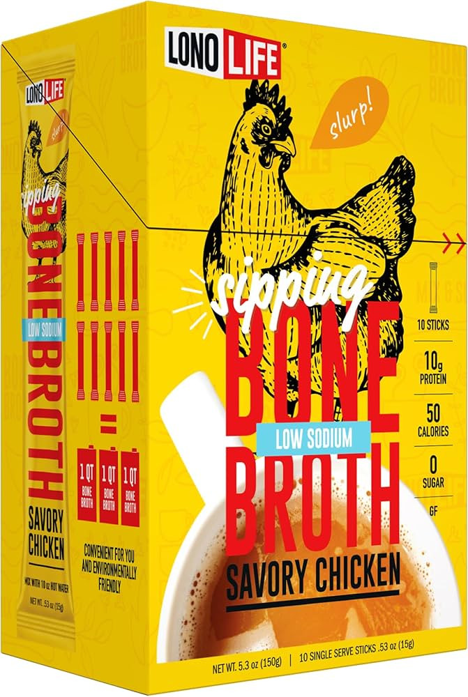 LonoLife Low Sodium Chicken Bone Broth Powder Mix | 10g Protein | Collagen-Rich, Keto & Paleo Fri... | Amazon (US)