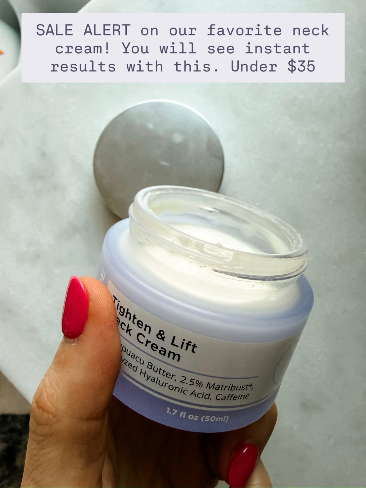This neck cream that I have been using is currently on sale! A great product to add to your skincare routine!

Loverly Grey, neck cream, skincare, beauty, memorial day sale 

 #LTKSaleAlert #LTKBeauty