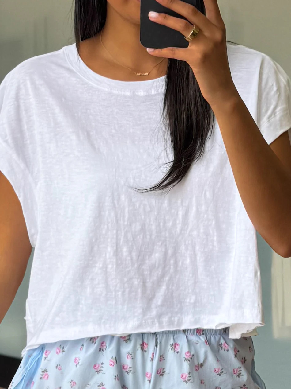 Cotton Slub Open Back Tee | White | Talulah