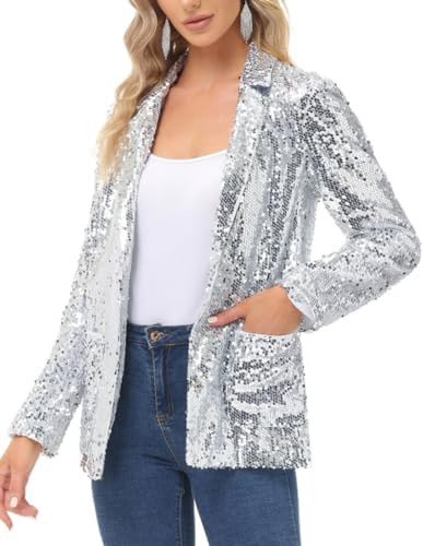 KANCY KOLE Women's Sequin Jackets Open Front Blazer Jacket Casual Long Sleeve Sparkly Cardigan Co... | Amazon (US)