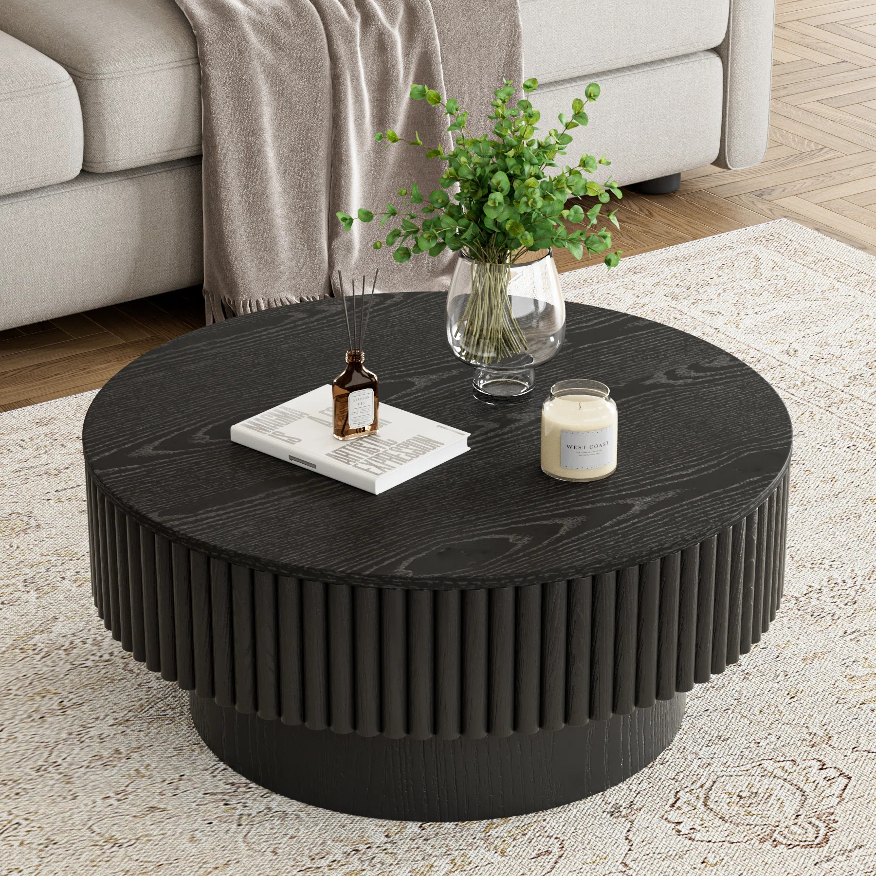 Round Drum Coffee Table with Storage | Wayfair North America