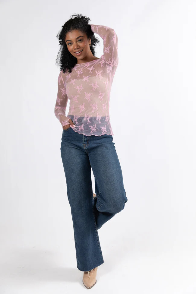 Speak Your Truth Pink Long Sleeve Layering Blouse SALE | Pink Lily