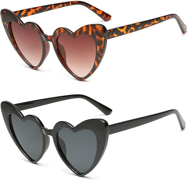 Unning Herz Sonnenbrille Damen,Vintage Herzform Brille Retro Katzenaugen Sonnenbrillen Set für D... | Amazon (DE)