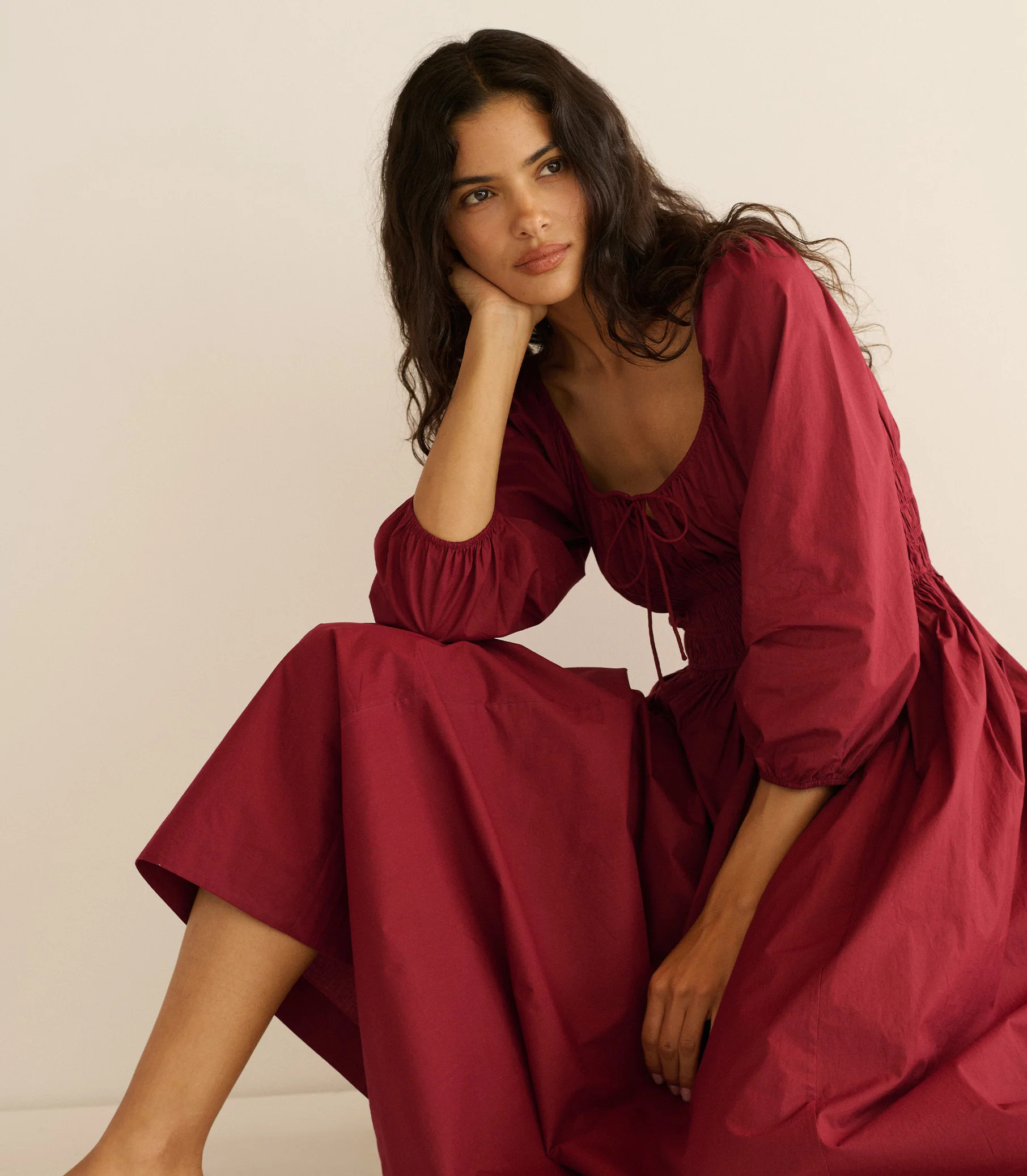Quintessa Dress - Deep Crimson | DÔEN | DOEN