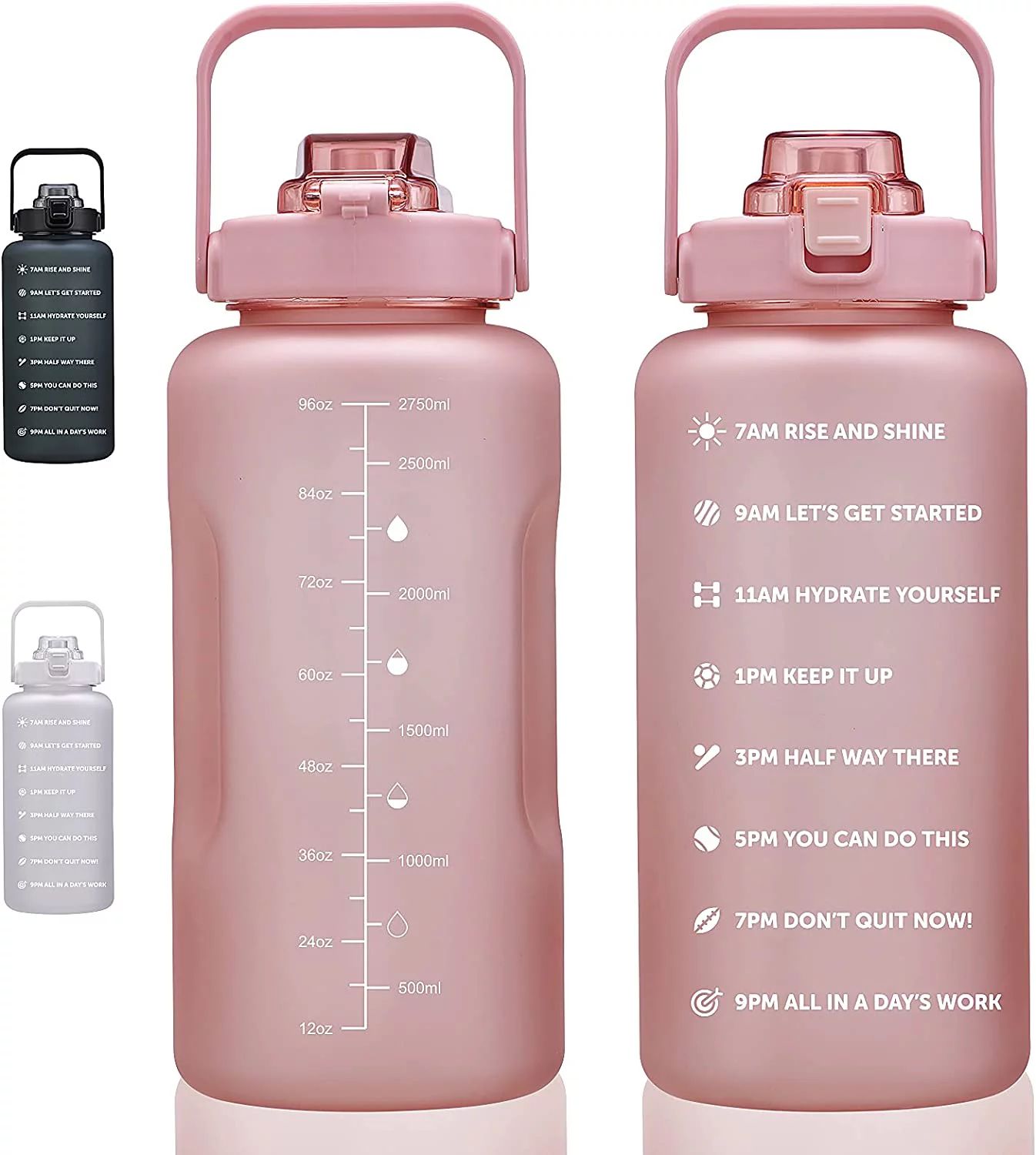 Zmoon 64 fl oz Half Gallon Plastic Goals Jug Water Bottle，Motivational Water Bottle with Straw ... | Walmart (US)