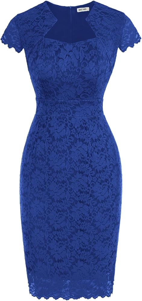 GRACE KARIN Cocktail Dress for Women Cap Sleeve Lace Dress for Wedding Guest Business Casual Dres... | Amazon (US)