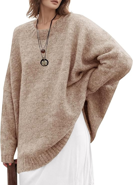UNCLECAT Women's Oversized Sweaters Trendy Knit Sweater Tops Long Sleeve Crewneck Casual Pullover | Amazon (US)