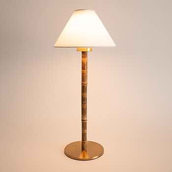 Bamboo Cordless LED Table Lamp – Rechargeable 24-Hour Battery, Dimmable Warm Light, 15" Portabl... | Amazon (US)