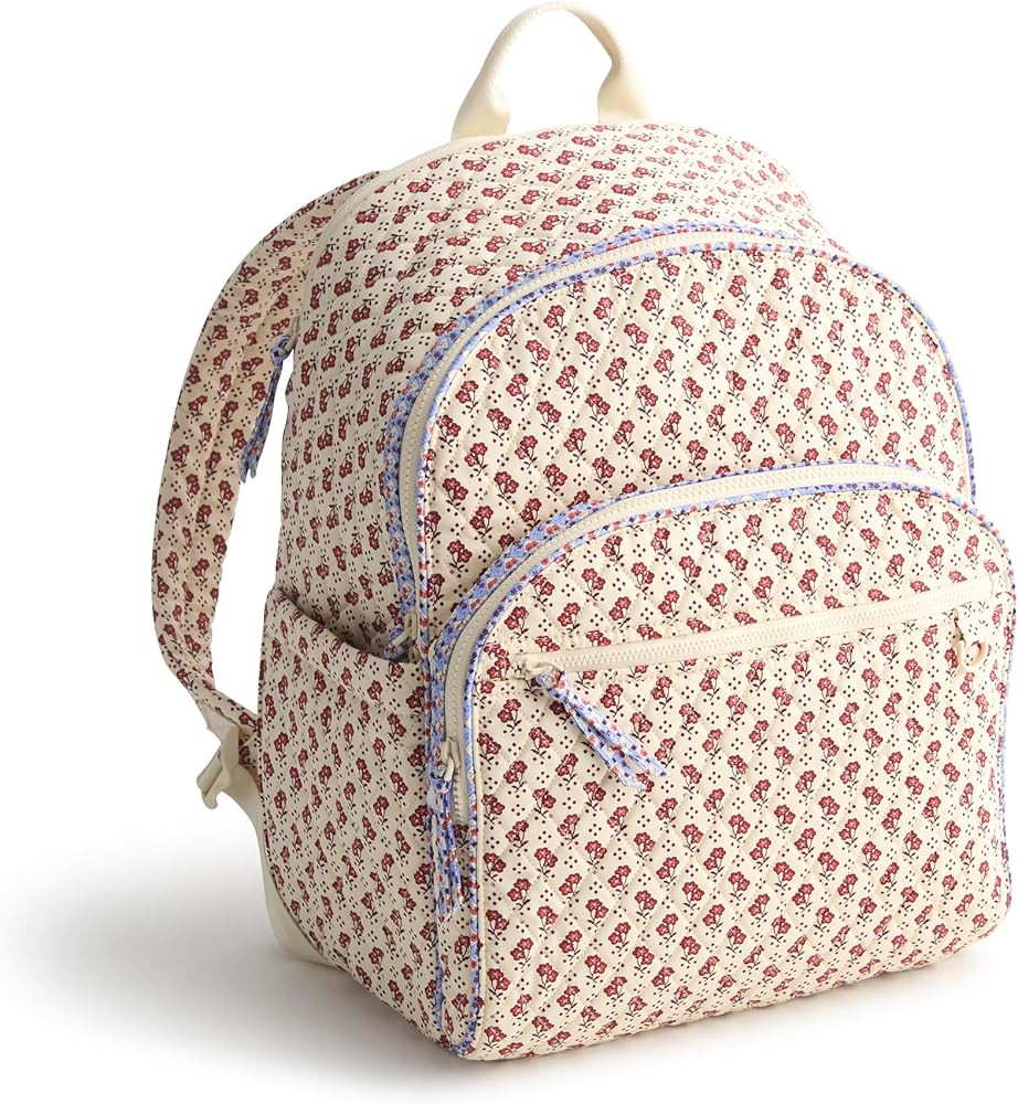 Vera Bradley Women's Premium Cotton Bancroft Backpack, Rachel Ditsy, One Size | Amazon (US)
