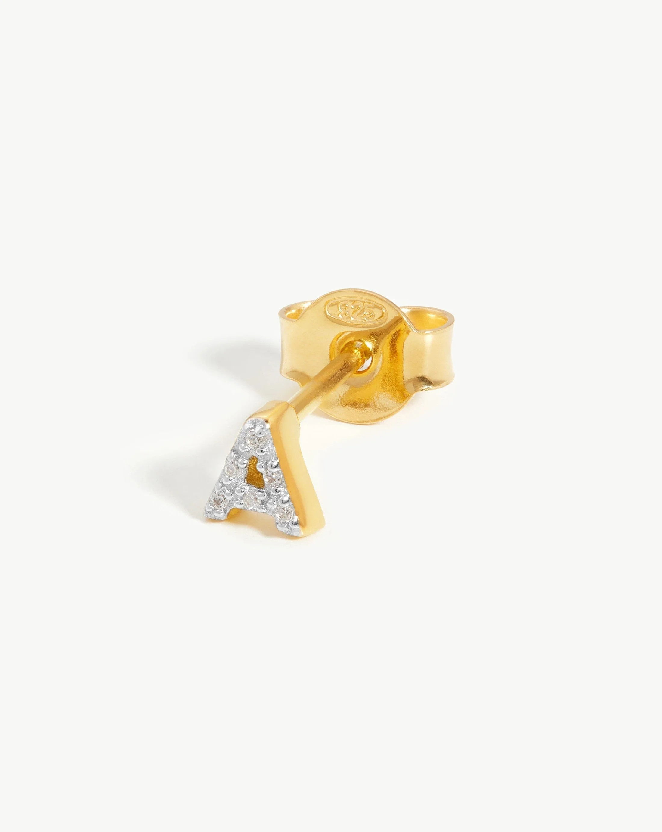 Pave Initial Single Stud Earring - A | Gold /Cubic Zirconia | Missoma UK