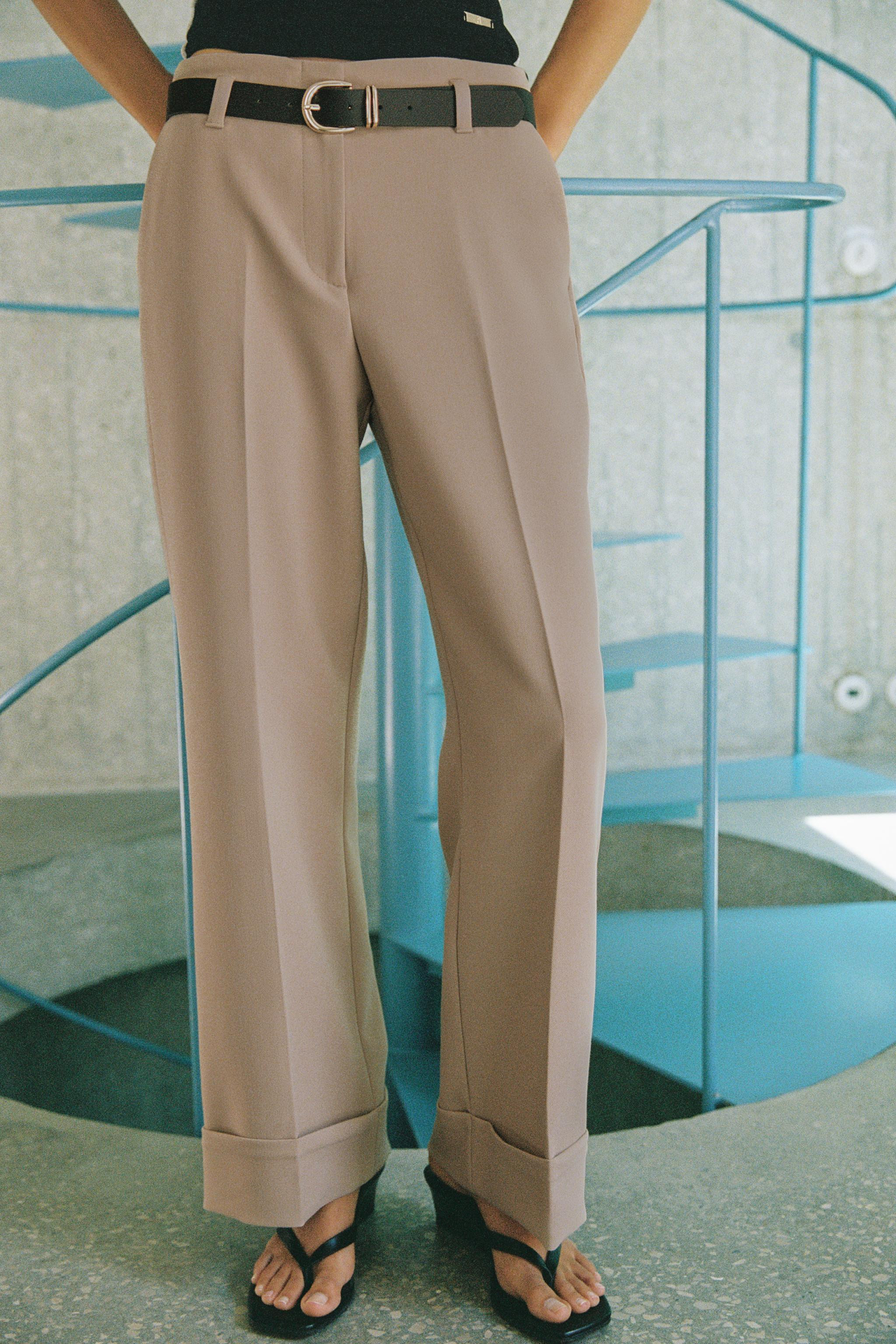 CUFFED HEM BELTED PANTS | Zara US
